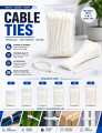 White Nylon Cable Ties Pack | Heavy Duty Zip Ties | 4", 6", 8", 10", 12", 14" | Self Locking Wire Cable Organizer. 