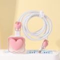 Love Heart Soft TPU Mobile Phone Charger Protective Cover Gradient Color Simple Wave Charging Cable Sleeve Compatible For iPhone 18W/20W Fast Charger. 