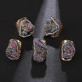 Natural Crystal Cluster Ring Stone Crystal Handmade Ornament Diamond Colorful Natural Stone Rings for Women Men. 