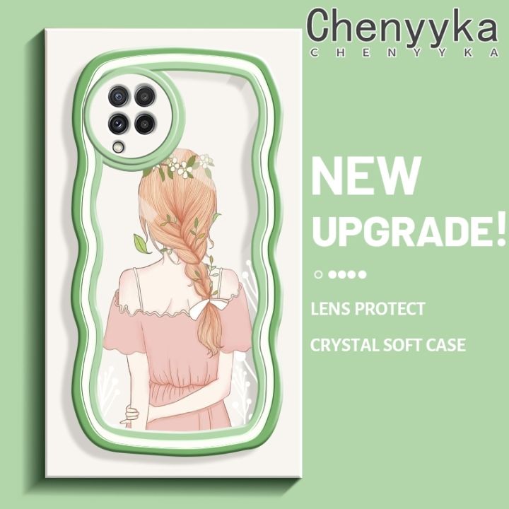 chenyyka%20For%20Samsung%20galaxy%20A22%204G%20A22%205G%20M22%20Case%20Cartoon%20Cute%20Girl%20back%20Lovely%20Cream%20Wave%20Border%20Soft%20Clear%20Shockproof%20Phone%20Cases%20Creative%20Camera%20Transparent%20Casing%20Simple%20Silicone%20Protective%20Cover%20-%20Image%207