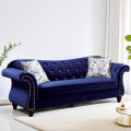 Modern Tufted Sofa Set 3 Seater Royal blue Colour in Velvet {{Special Offer 32000/=}}. 