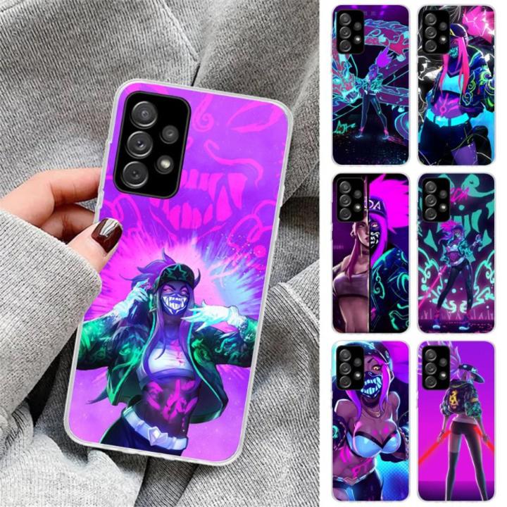 Cool Akali KDA Phone Case For Samsung Galaxy S10 S21 S22 Plus Ultra A91 A51 A21S A12 Transparent Phone Cover