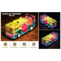 Transparent Gear Structure Bus Toy With Lights And Sweet Music - Battery Operated Gear Light Bus Toy For Kids. 