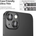 Camera Lens Protector Designed for iPhone 13/13 Mini, Tempered Glass Protective Film, Aluminum Alloy Camera Lens Cover - Black. 