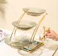 Elegant Multi-Tier Gold Serving Stand with Glass Plates - Perfect for Desserts, Appetizers and Cake Serving Tray. 