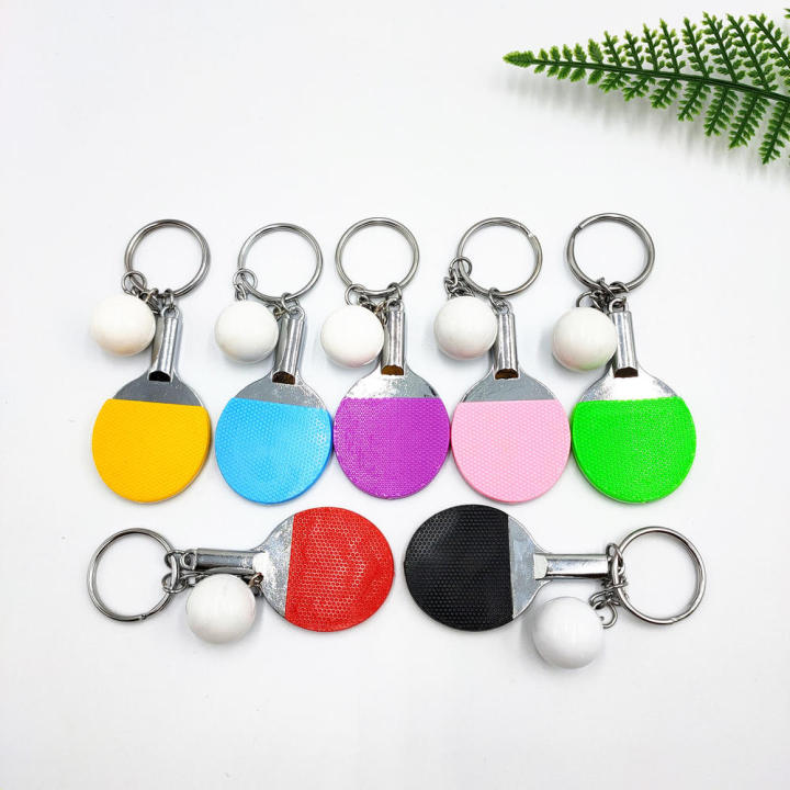 Lightweight Table Tennis Keychain Realistic Design Portable Miniature Size Ping Pong Key Ring Key Ring Mini Racket Pendant for