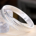 Women's Vintage Simple Angel Feather Bangle Adjustable Opening Cuff Bracelet. 