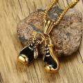 Double Boxing Necklace Boxing Gloves Pendant Long Chain Double Boxing Gloves Alloy Pendant Necklace Black Gold Silver Double Boxing Gloves Necklace. 