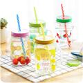 Mason Jar Mug Multicolor With Straw and Lid. 