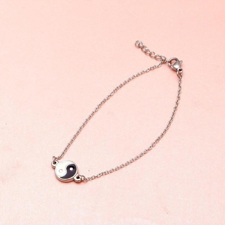 【Hengli jewelry story】Yin Design Tai Chi Yin and Yang Link Bff Chain Link Gossip Bracelet Female In Stainless Steel