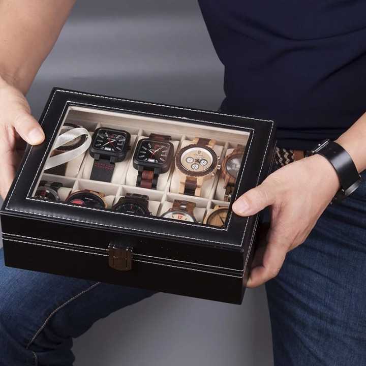 10 Slots Wrist Watch Box Watch Holder Storage Case Organizer High Quality PU Leather Watch Display Storage Box Smart Watch Display Box