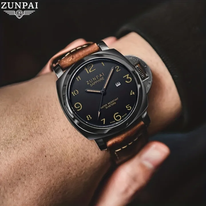 ZUNPAI%20Men%20Watch%20Waterproof%20Stainless%20Steel%20Black%20High%20Quality%20PU%20Leather%20Strap%20Business%20Fashion%20Watch%20For%20Men%20Analog%20Calendar%20Luminous%20Wristwatch%20Luxury%20Brand%20Authentic%20%5BFree%20With%20Box%5D%20-%20Image%204
