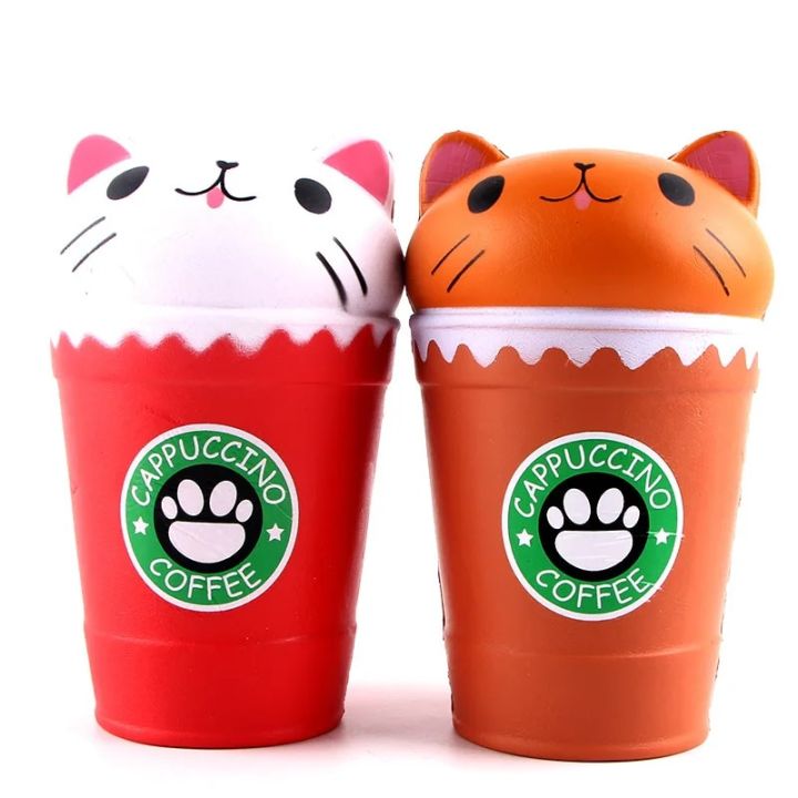 jeansame New Cappuccino Coffee Cup Squish Antistress Kawaii Squishies Slow Rising Jumbo Scented Cat Funny Toys For Children Boys and Girl