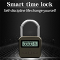 Smart Time Lock LCD Display Electronic Timer Switch Padlock Travel Electronic Timer-Silver. 