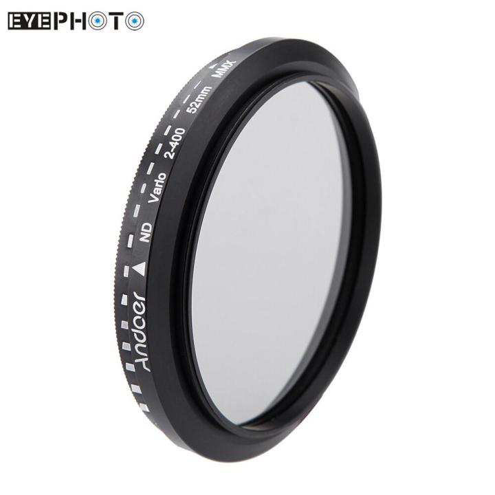【3C VictoryEagle Store】Andoer 52mm ND Filter Fader Neutral Density Adjustable ND2 to ND400 Variable Filter Camera Filters for Canon Nikon DSLR Camera