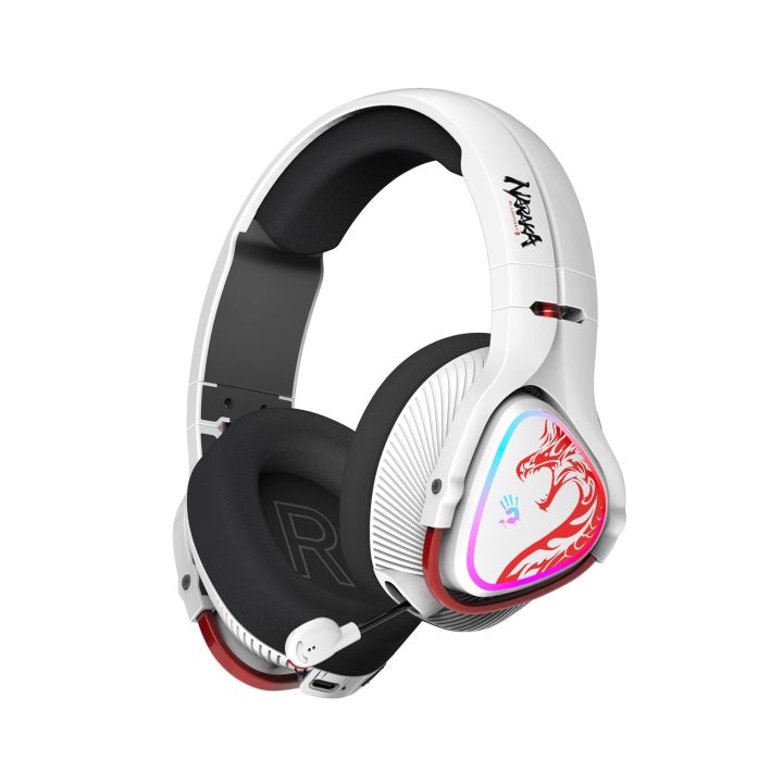 Bloody MR720 RGB Gaming Wireless Headset - 2.4GHz Wireless - Bluetooth V5.3 - USB C Adapter for Mobile - 3.5 mm - Noise-Cancelling Mic. - Compatible with PC, Tablet, Mobile, PS4, PS5, Switch, Xbox