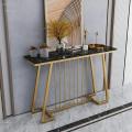 New Console Table in Golden Finish with Laminated Marbel Effect Wood Top For Living Room, Hallway & Entryway Table. 