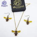 Yellow Bee Necklace Earrings Set  For Girls Best Gift Locket Metal Chain Simple Stylish Never Fade Pendant Jewelry Set for Girls Jewelry set. 