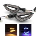 Universal Motorcycle bike DRL INDICATOR WITH FLOW LIGHT Lava Style 4 pcs Blue. 