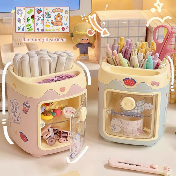 【Funny Bunny Toy Store】Multifunctional Kawaii Pen Holder Brush Pot Pencil Case Desktop Children Student Stationery Storage