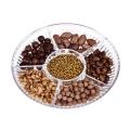 Acrylic Dry Fruit/Candy Serving Dish- Food Grade Candy Tray with 6 Portions- Candy and Sweet Tray with Lid. 