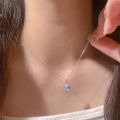 Vintage Sea Blue Zircon Square Pendant Necklace For Women Girls Delicate STARLITE. 