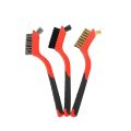 3 Pcs Soft Grip Wire Brush Set Brass/Stainless Steel/Nylon Stripper Brushes for Cleaning Rust Removal,Dirt,Paint Scrubbing Metal Cleaner Cleaning Wleding Slag Strong Curved Handle Grip Deep Cleaning. 
