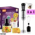 New Hand Blender Set 4-in-1 Multifunctional Heavy-Duty 800w Powerful Copper Motor, Coffee Beater Single & Double Speed Stainless Steel Immersion Blender - Egg beater and Milk Frother - Meat Chopper 600ml -Juicer Machine - Electric Grinder - Food Processor. 