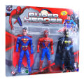 3 Pcs Set - Marvel Avengers and DC Superhero Action Figures Toys For Kids and Boys - Spiderman Superman Batman - Movable With Led Light - Size 15cm. 