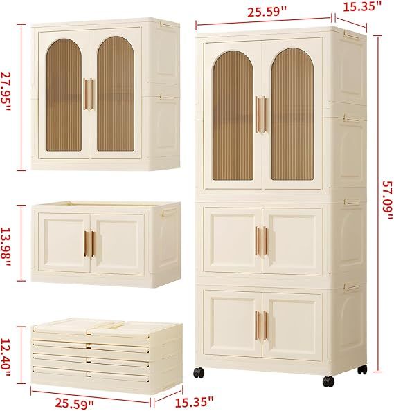 Portable%20Kids%20Closet%20Children's%20Wardrobe%20Collapsible%20Plastic%20Large%20Baby%20Clothes%20Cabinet%20Bedroom%20Nursery%20Armoire%20Quick%20Install%20Toddler%20Dresser%20with%20Hanging%20Rod%20and%20Door,Large%202%20Cubes,White%20-%20Image%203