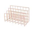 MA Wrought Iron Metal Three Grid Bookshelf Book Stand Holder Desktop Decor-Rose gold. 