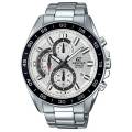Casio Edifice Mens Steel Black Bezel Silver Chronograph Dial Silver Steel Band Watch-EFV-550D-7AVUDF. 