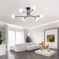 1pc Modern Industrial Black & Golden Pendant Light - Elegant 4/6 Bulb Ceiling Fixture -Hanging Light | Ceiling Light | Pendant Lamp for Home Decor | Stylish Ceiling & Pendant Lighting | Room lights | Led bulbs (Bulb Not Included). 