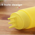 (Pack of 2 ) Plastic Squeezing Sauce bottle New Graduated 3 Nozzles Squeeze Bottles Salad Tableware Jam Container Reusable Portable Bottles (400 ml). 