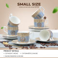 12 Pcs Tea Cups Set of 6- Ceramic Kehwa Set with Saucer 50 ml- Groovy Queen kehwa Set- small size. 