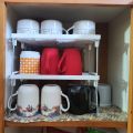 1 Piece Folding Stack up shelf Kitchen Organizer Cabinet Shelves foldable Shelf Stand SpiceJars Rack Cupboard Storage Support 1 Tier Kitchen accessories Pantry Organizer. 