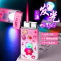 Personal Cute Funny Cartoon Red Flame Windproof Lighter Fantasy Color Light Straight Gas Lighter Girl Cute Gift. 