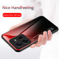 Biruiqu For Motorola Edge 50 Neo Shockproof Gradient Tempered Glass Back Soft Silicone Edge Case Cover. 