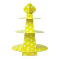 Yellow Polka Dot Cupcake Stand - 12 inch height - 3 Tiers Cupcake Stand - Yellow - Unisex - Pack Of 1. 