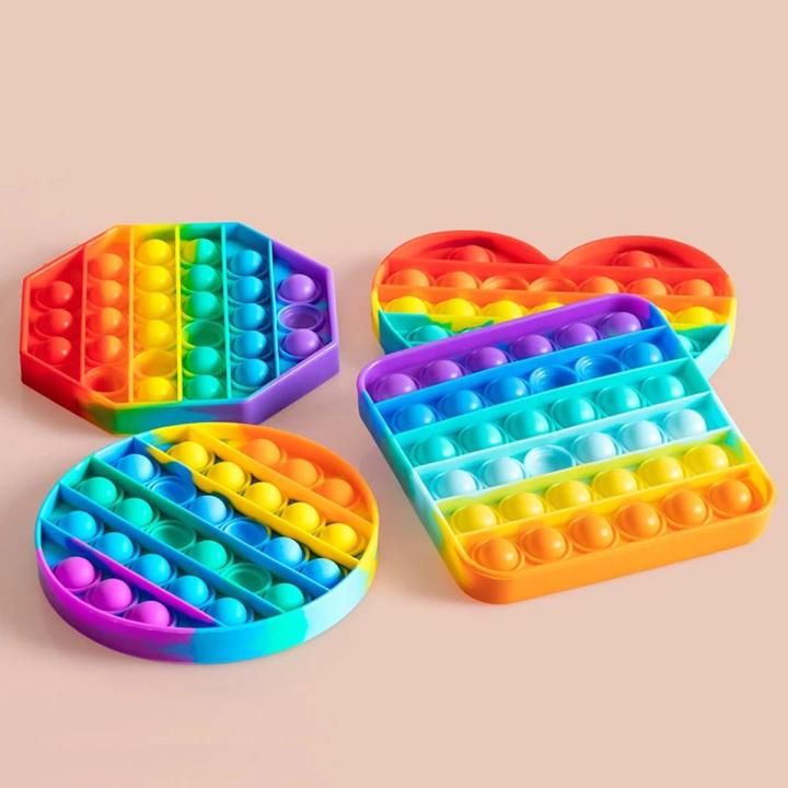 Rainbow Fidget Toys Popet Push Bubble Its For Adult Kids Antiestres Kawaii Toys Squishy Stress Relief Funny Sensory