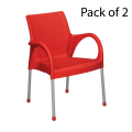 Boss Chair BP-682 STEEL PLASTIC RATTAN CHAIR WITH ARMS (Pack Of 2). 
