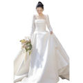 New Autumn And Winter Long Sleeve Advanced Texture Satin Simple Dress. 