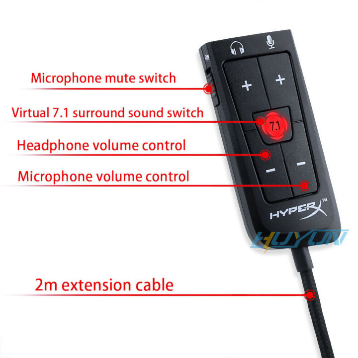 HyperX Cloud 2 USB 7.1 Virtual Surround Sound Card Cloud II HyperX Cloud II USB Sound Card 7.1 Surround Sound PC/PS4/XBOX AMP WITHOUT BOX HyperX Cloud II Gaming Headset, 7.1 Surround Sound Headphones USB Sound Card NEW Kingston HyperX Cloud II DSP USB