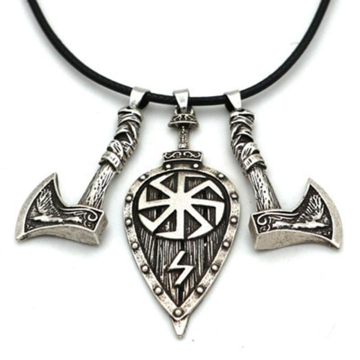 Double Rune Wolf And Raven Slavic Amulets Talismans Viking Odin Handle Axe Necklaces Pendants Norse Vikings Jewelry
