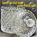 Elegant Imported Crystal Glass Candy Jar/Sweets Crystal Glass Jar/ Multipurpose Crystal Glass Jar with Lid. 