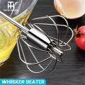 Whisker Beater, Semi-Automatic Whisker, Rotating Mixer Self Turning Egg Stirrer, Stainless Steel Kitchen Utensil for Eggs, Milk, Cream, Bread and Cake Kitchen Tools By TINTED HEAVEN. 
