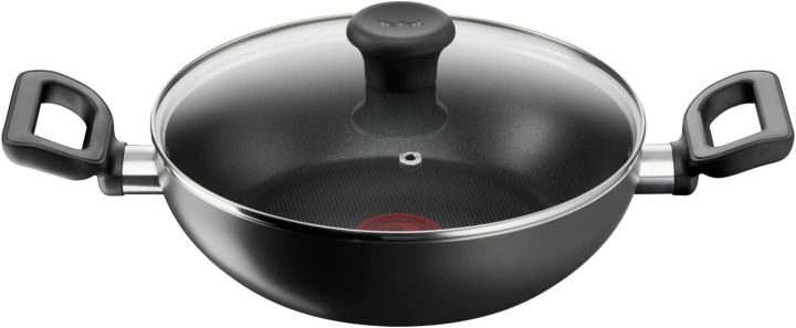 Tefal G6 Delicia 28 Cm Kadai Pot With Glass Lid, Non-Stick, Black, Aluminium, B4689885