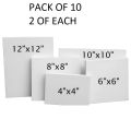 Pack of 10 Rectangle shape Canvas 6x4+ 8x6+ 10x8 + 12x10 + 14x12 inches Canvas For Painting Canvas Boards Canvas Panels 100% Small Cotton Stretched Canvas Boards. 