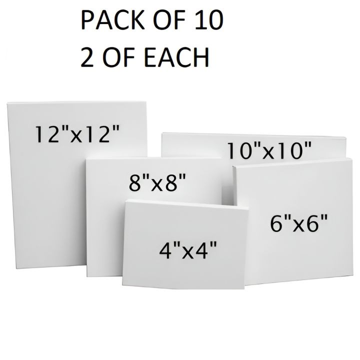 Pack of 10 Rectangle shape Canvas 6x4+ 8x6+ 10x8 + 12x10 + 14x12 inches Canvas For Painting Canvas Boards Canvas Panels 100% Small Cotton Stretched Canvas Boards