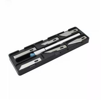 InstaOrder 7 Piece Precision Hobby Knife Set - 6 Carbon Steel Art Knife Blades - Precision Knife Set - 7 Piece Craft Knife Kit - Hobby Knives - Exacto Knife Set Compatible - Art Knife Set